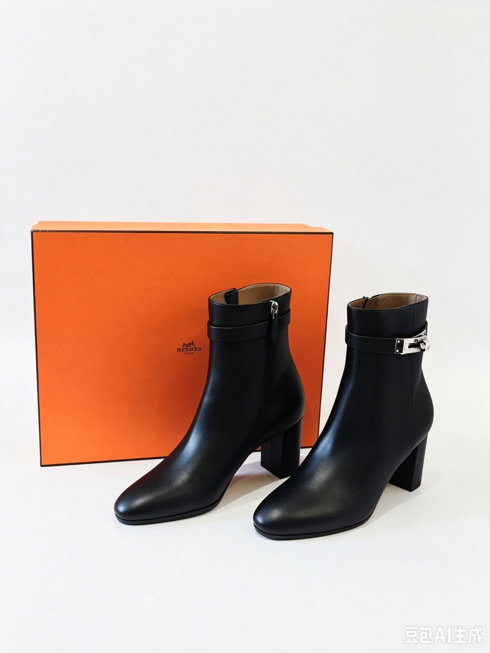 Hermes Black Leather Saint Germain Ankle Boots